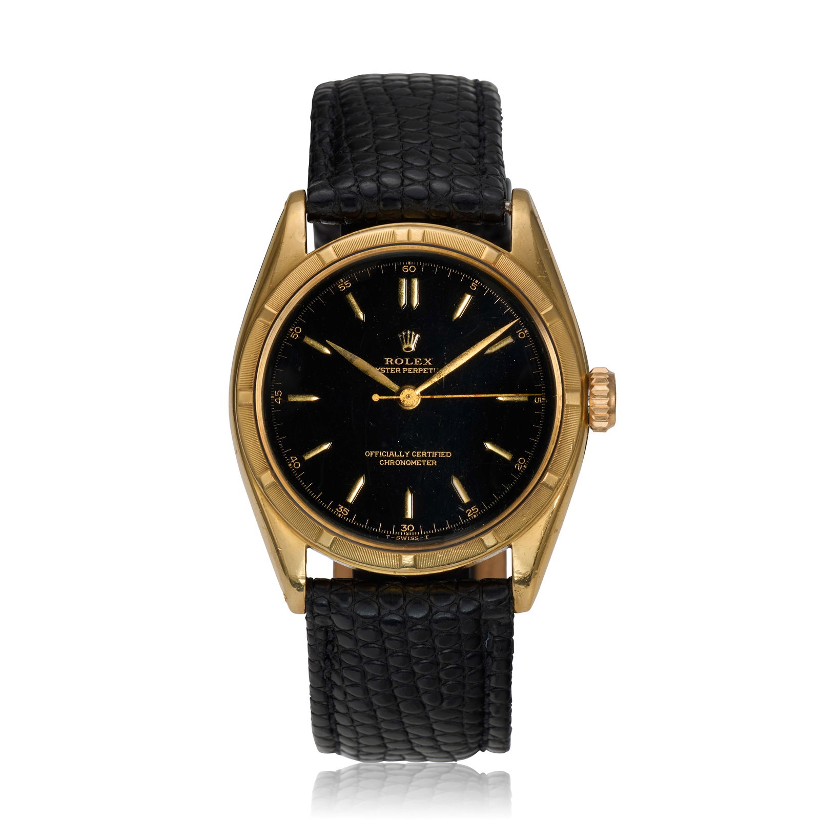 Rolex. An 18K gold automatic bubbleback wristwatch Oyster Perpetual, Ref: 6085, Circa 1952 (1 of 1)