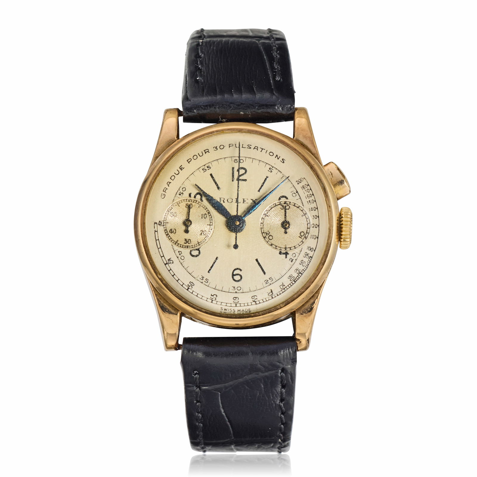 Rolex. A 9K gold manual wind single button chronograph wristwatch Glasgow Import mark for 1937 (1 of 1)