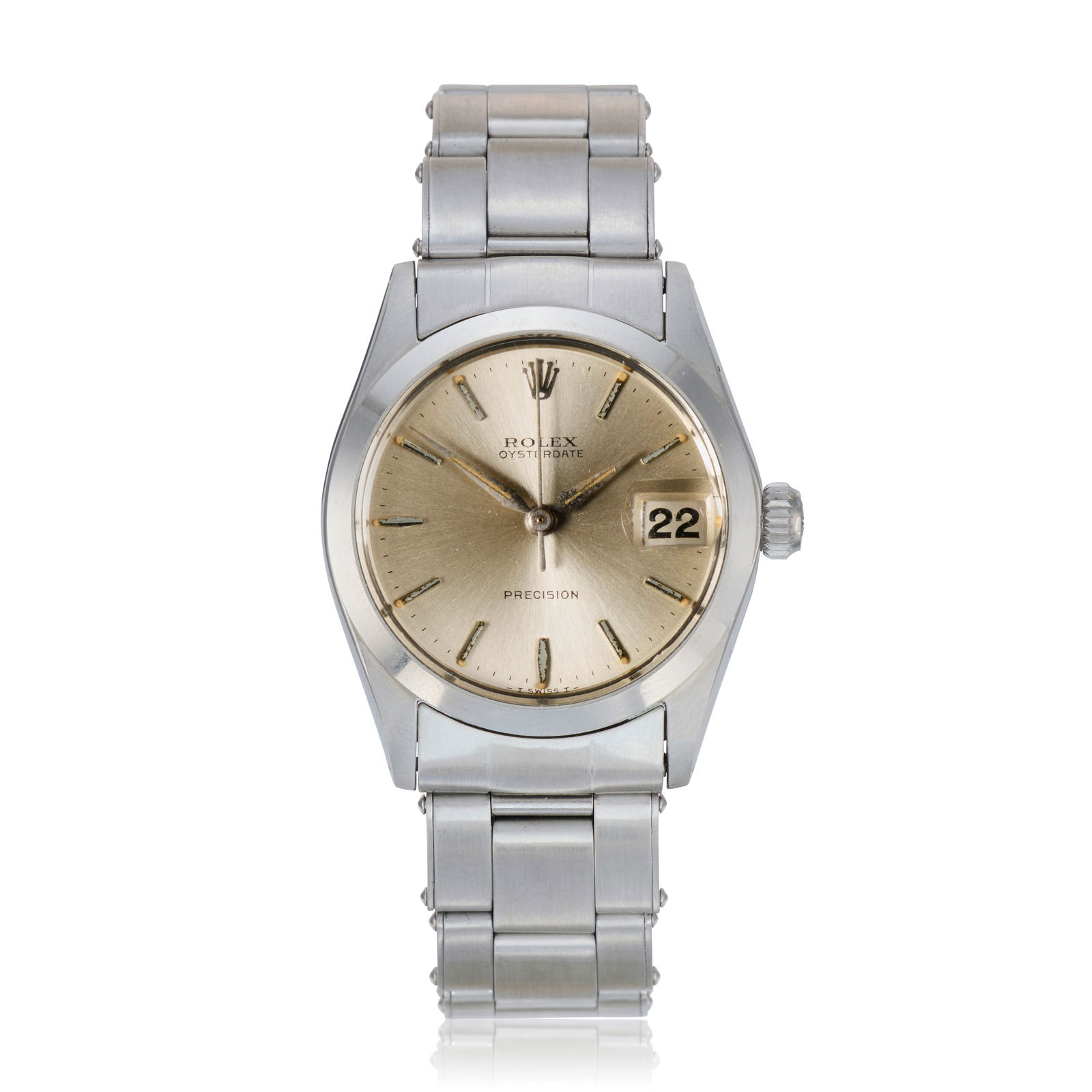 Rolex. A stainless steel manual wind bracelet watch Oysterdate Precision, Ref: 6466, Circa 1965 (1 of 1)