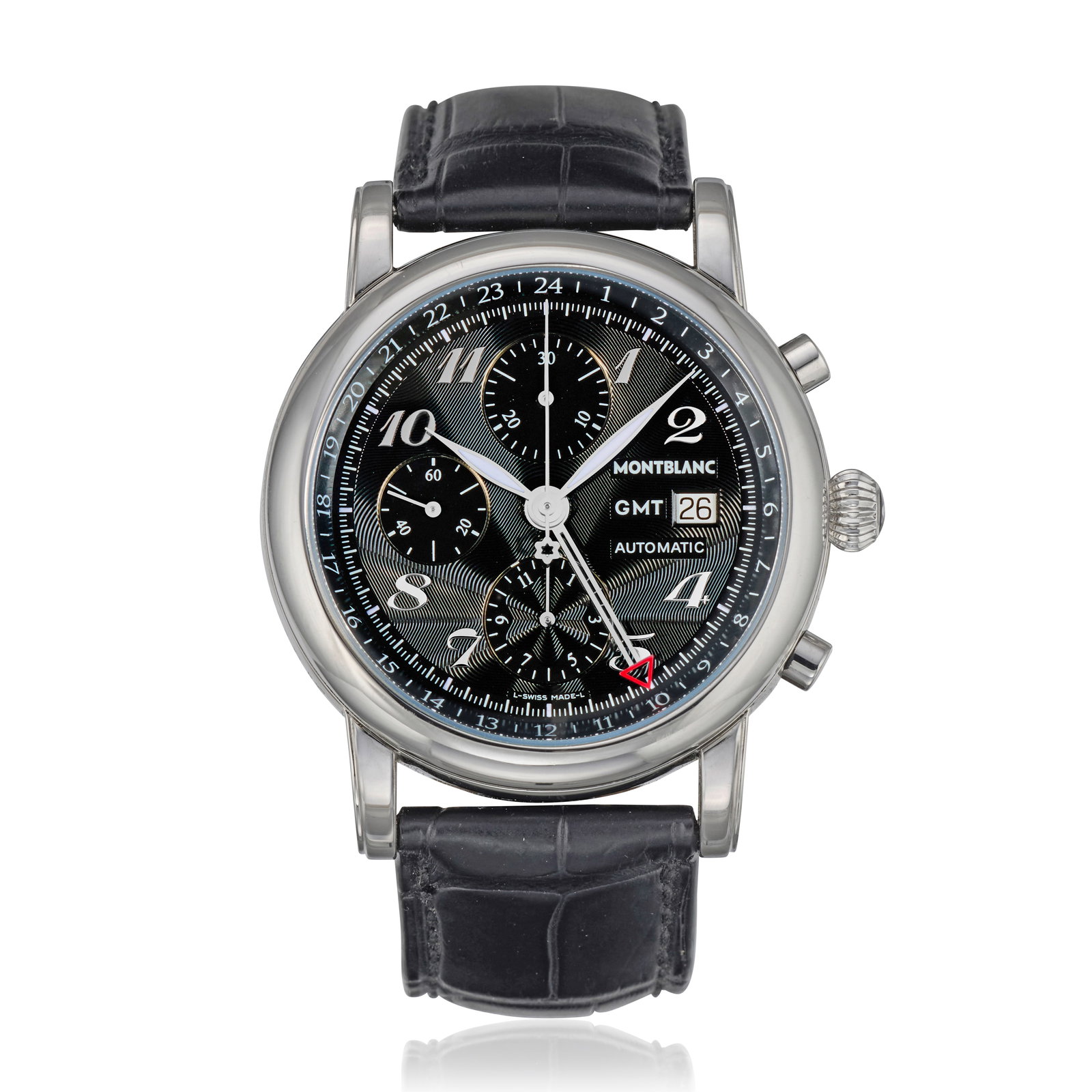 Montblanc. A stainless steel automatic calendar chronograph wristwatch with dual time zone Meis... (1 of 1)