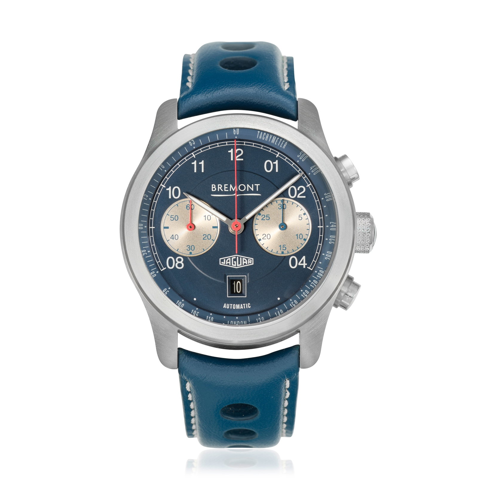 Bremont. A Limited Edition automatic calendar chronograph wristwatch Jaguar D-Type, Limited Edi...: Bremont. A Limited Edition automatic calendar chronograph wristwatch Model: Jaguar D-Type, Limited Edition No.167/300 Date: Purchased 4th July 2020 Movement: 25-jewel automatic, Jaguar D-Type steering