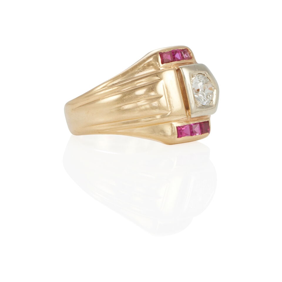 14K GOLD, DIAMOND AND RUBY RING - 2