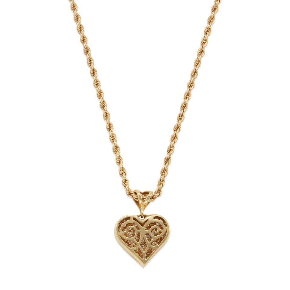 GOLD AND DIAMOND HEART NECKLACE - 2