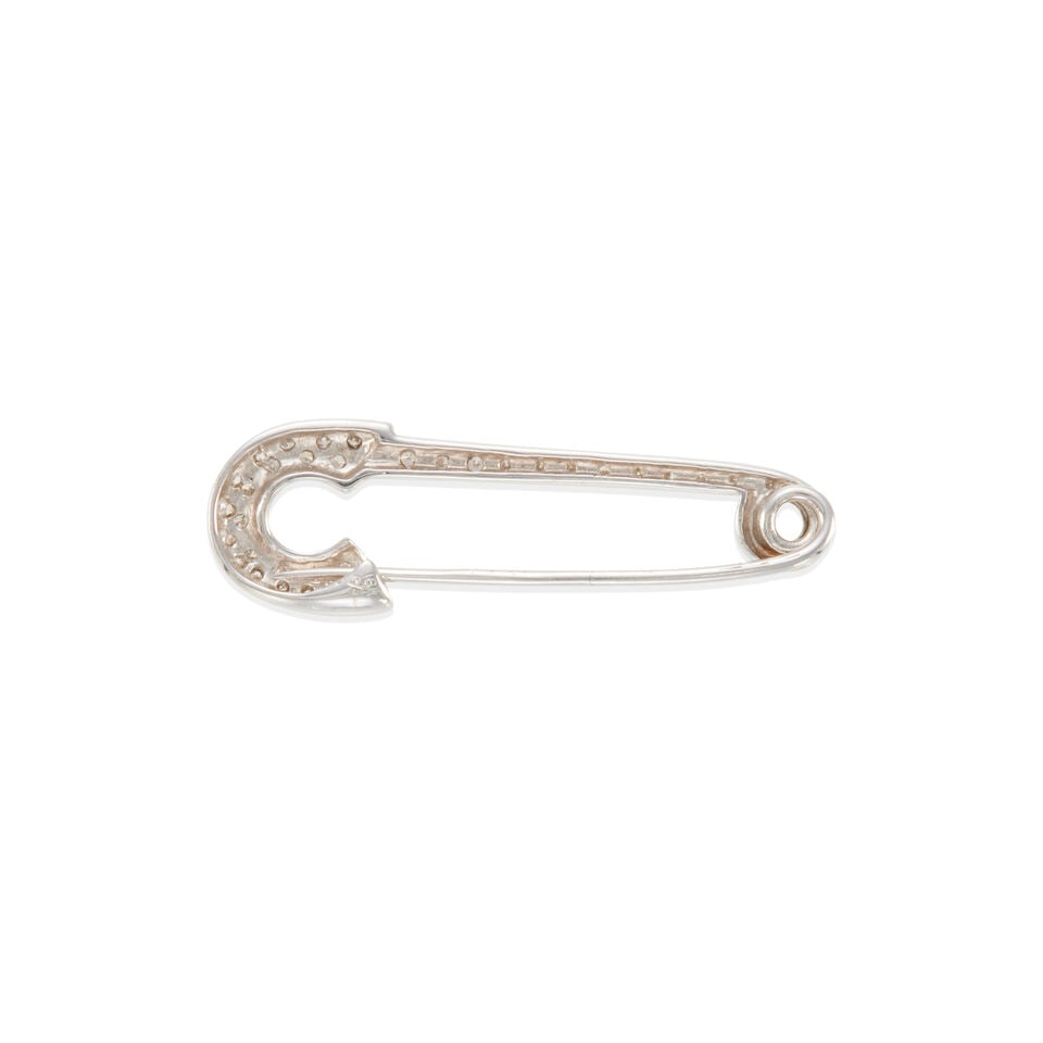 18K GOLD AND DIAMOND SAFETY PIN BROOCH - 2