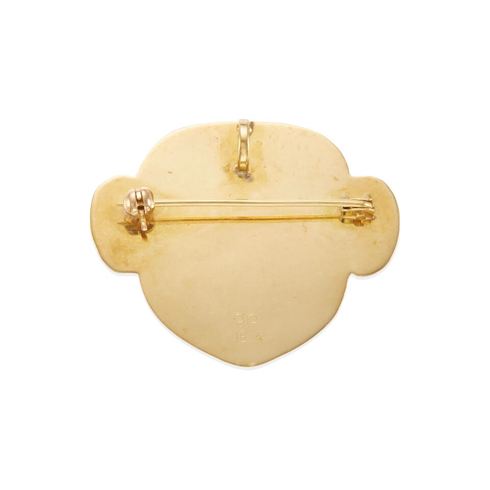 18K GOLD INCA MASK BROOCH/PENDANT - 2