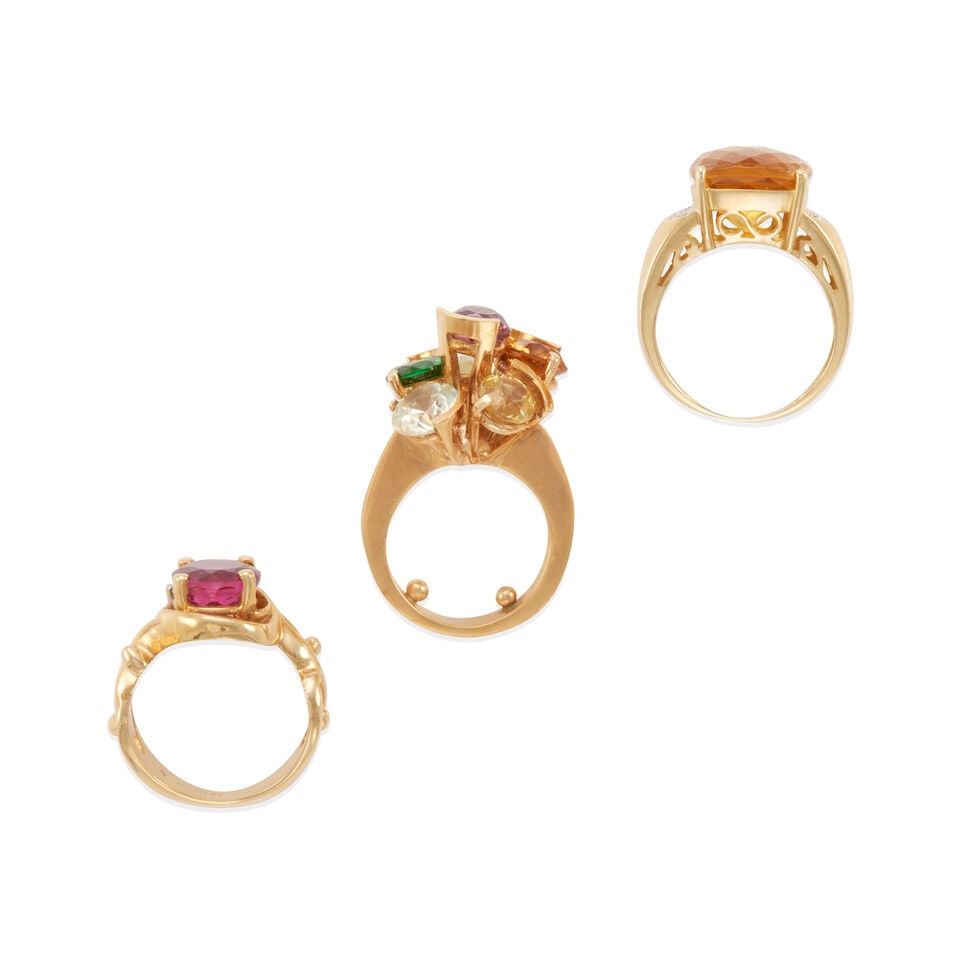 THREE 14K GOLD GEM-SET RINGS - 2