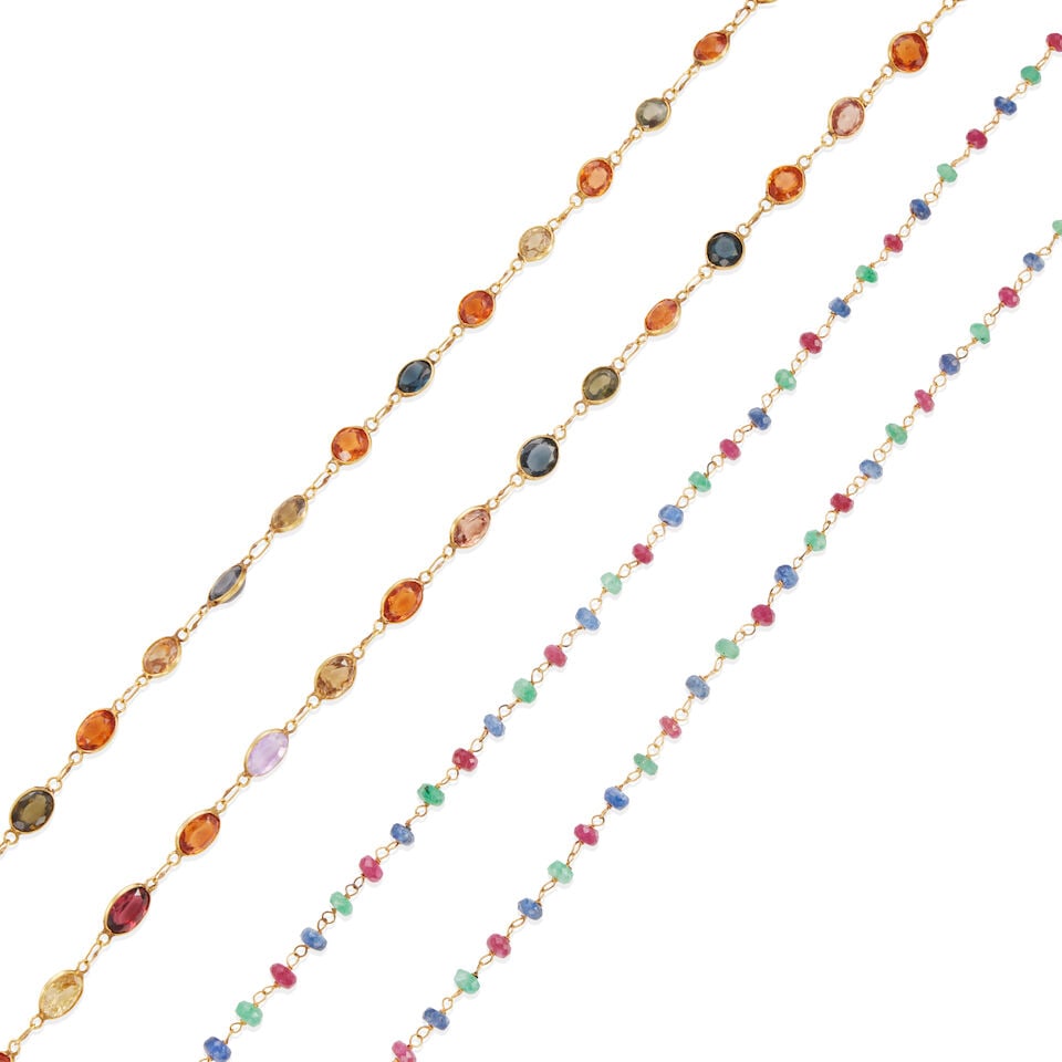 TWO GOLD AND GEM-SET NECKLACES - 2