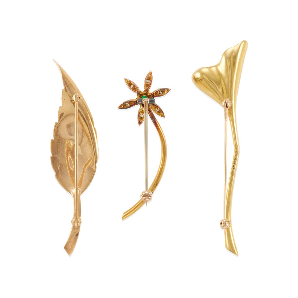 THREE GOLD BROOCH PINS - 2