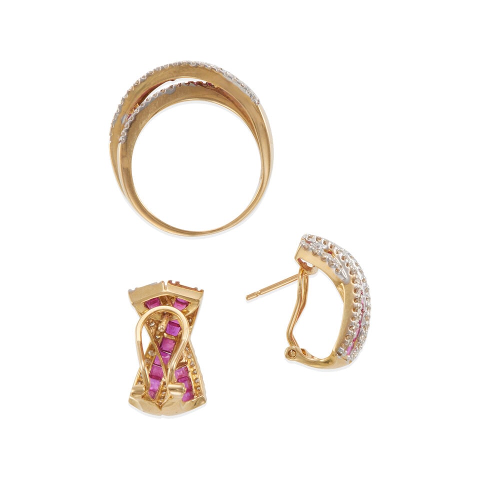 14K GOLD, DIAMOND AND RUBY SET - 2