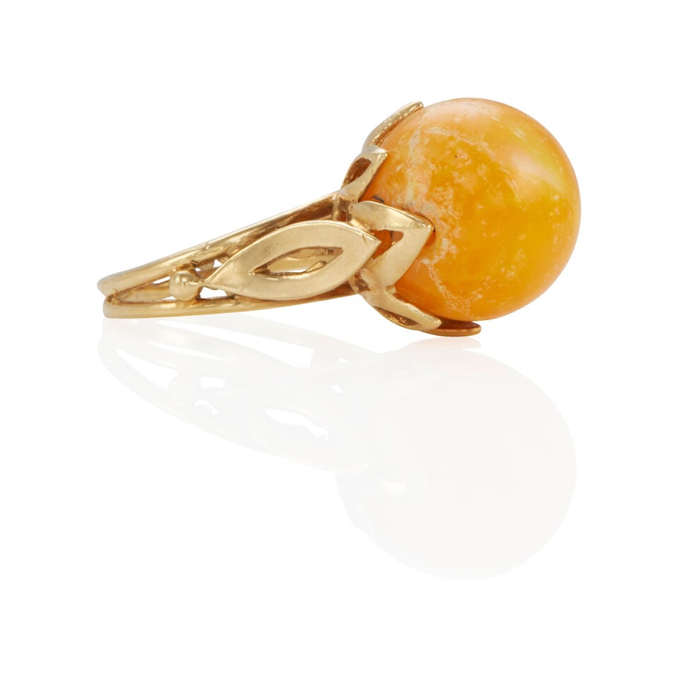 18K GOLD AND AMBER RING - 2