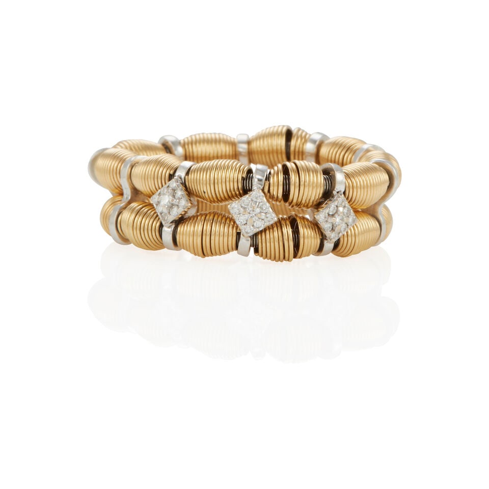 18K GOLD AND DIAMOND STRETCH RING (1 of 2)