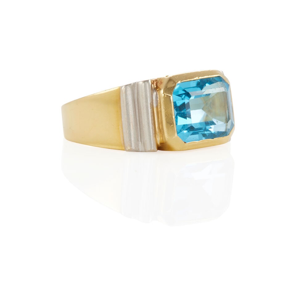 18K BICOLOR GOLD AND TOPAZ RING - 2