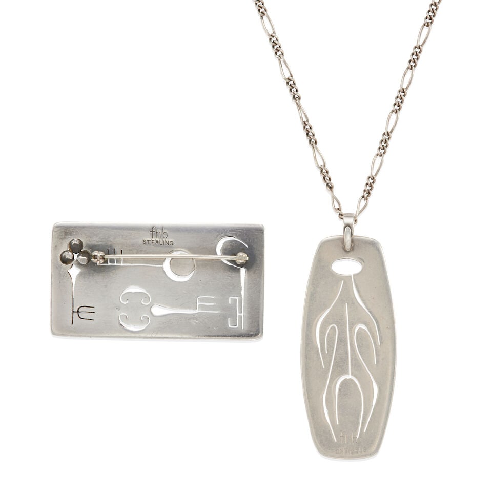 FRANCES HOLMES BOOTHBY: STERLING SILVER BROOCH AND NECKLACE - 2