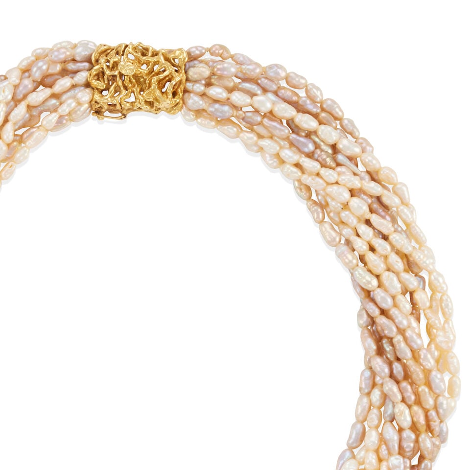 ARTHUR KING: 18K GOLD AND CULTURED PEARL NECKLACE - 2