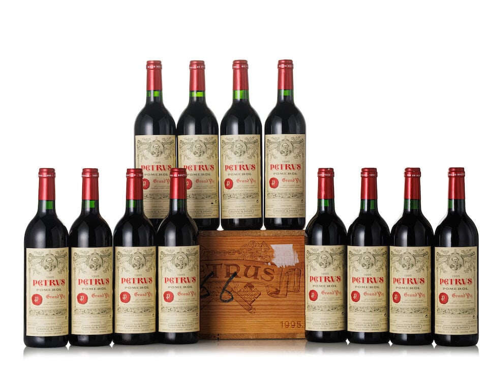 Pétrus, 1995 (12x 750ml): Pétrus, 1995 (12x 750ml) Region: Bordeaux Fill Level: 12x into neck Label: 4x slightly scuffed Packaging: owc For further information on this lot please visit Bonhams.com For further information