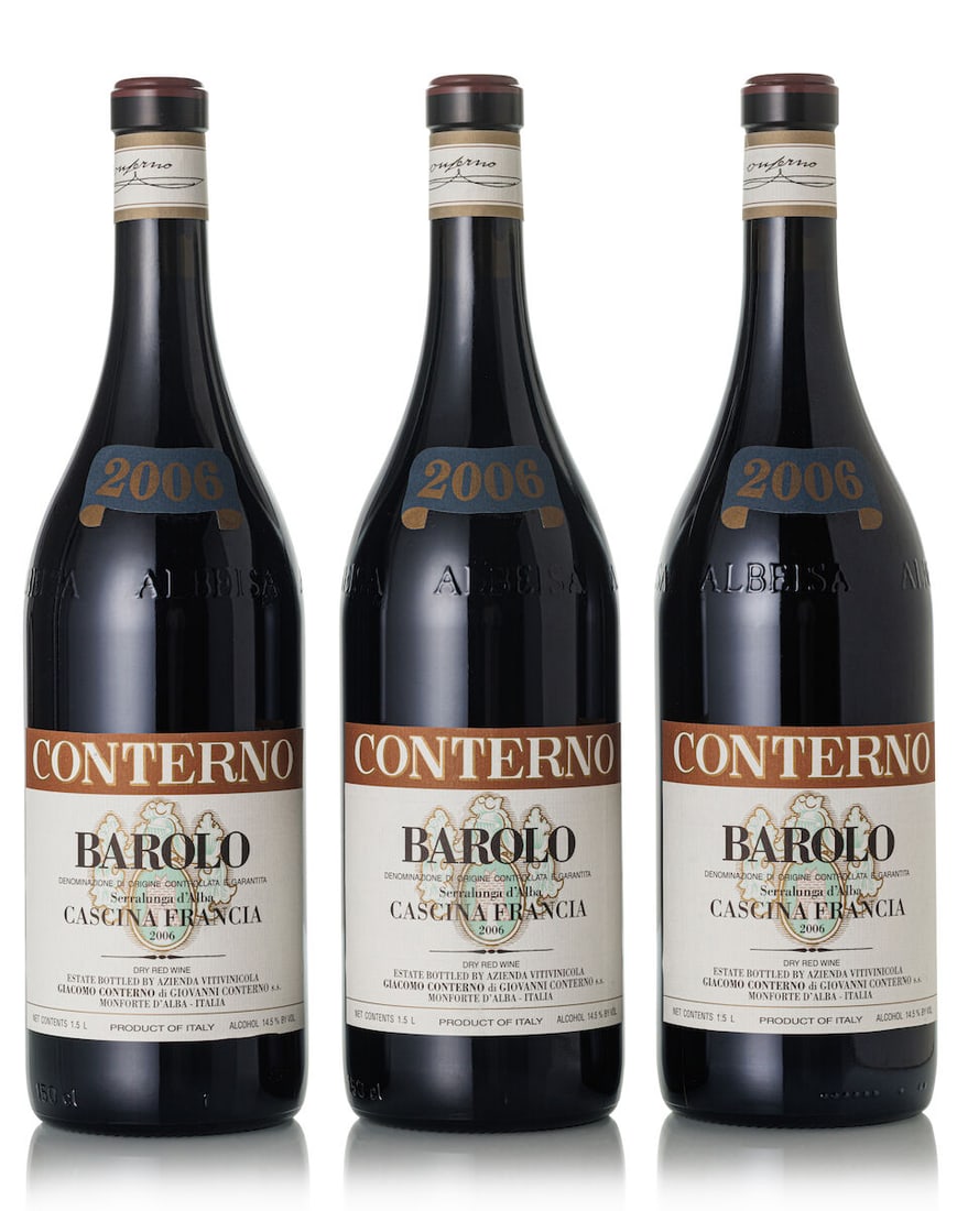 Giacomo Conterno Barolo Cascina Francia, 2006 (3x Magnum): Giacomo Conterno Barolo Cascina Francia, 2006 (3x Magnum) Region: Italy Label: 3x slightly scuffed For further information on this lot please visit Bonhams.com For further information about this lot p