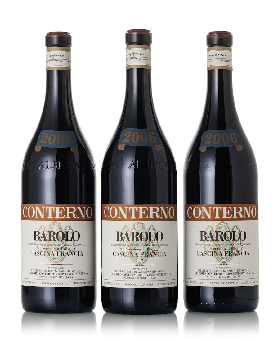 Giacomo Conterno Barolo Cascina Francia, 2006 (3x Magnum): Giacomo Conterno Barolo Cascina Francia, 2006 (3x Magnum) Region: Italy For further information on this lot please visit Bonhams.com For further information about this lot please