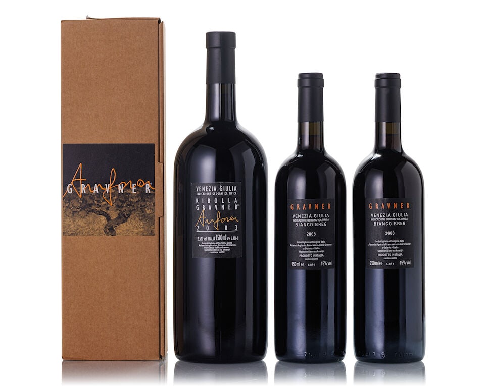 Gravner Bianco Breg, 2008 (2x 750ml) Gravner Ribolla, 2003 (1x Magnum) - 2