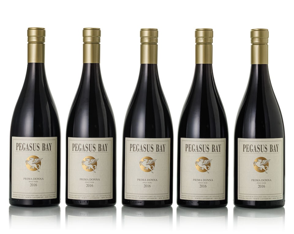 Pegasus Bay Prima Donna Pinot Noir, 2016 (5x 750ml): Pegasus Bay Prima Donna Pinot Noir, 2016 (5x 750ml) Region: New Zealand Label: 1x slightly scuffed Lot to be sold without reserve. For further information on this lot please visit Bonhams.com For