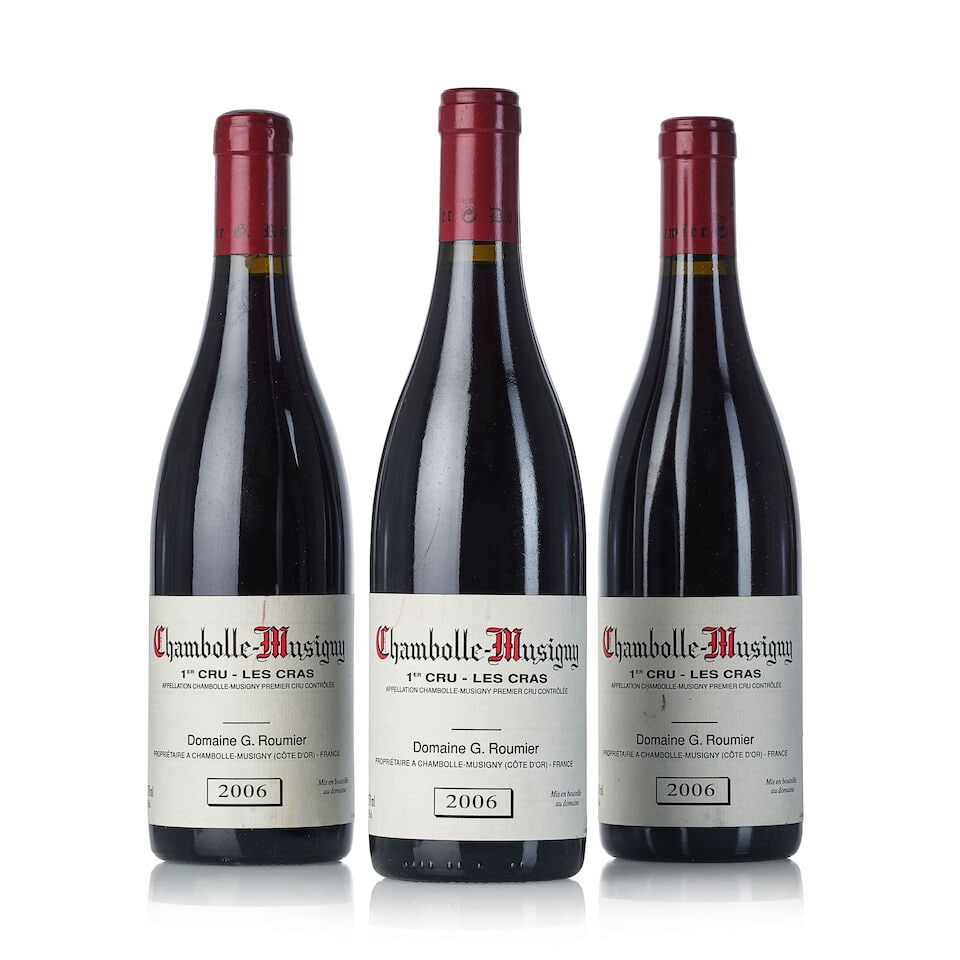 Domaine G. Roumier Chambolle Musigny Les Cras, 2006 (3x 750ml): Domaine G. Roumier Chambolle Musigny Les Cras, 2006 (3x 750ml) Region: Burgundy Label: 3x slightly scuffed For further information on this lot please visit Bonhams.com For further information about th