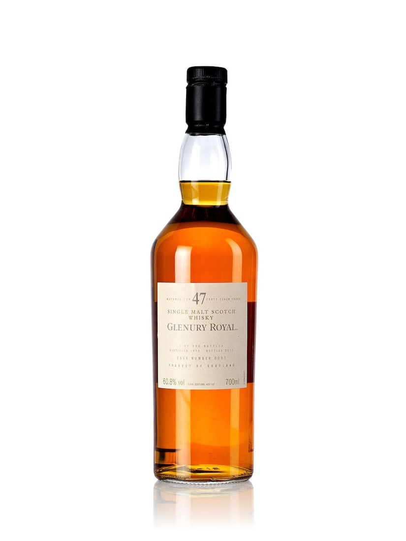 Glenury Royal 47 Year Old Cask #0001, 1970 (1x 700ml): Glenury Royal 47 Year Old Cask #0001, 1970 (1x 700ml) Region: Highland Fill Level: into neck Label: good label Alcohol content: 60.8% ABV Notes: bottled 2017. Distilled and bottled by Glenury Royal Di