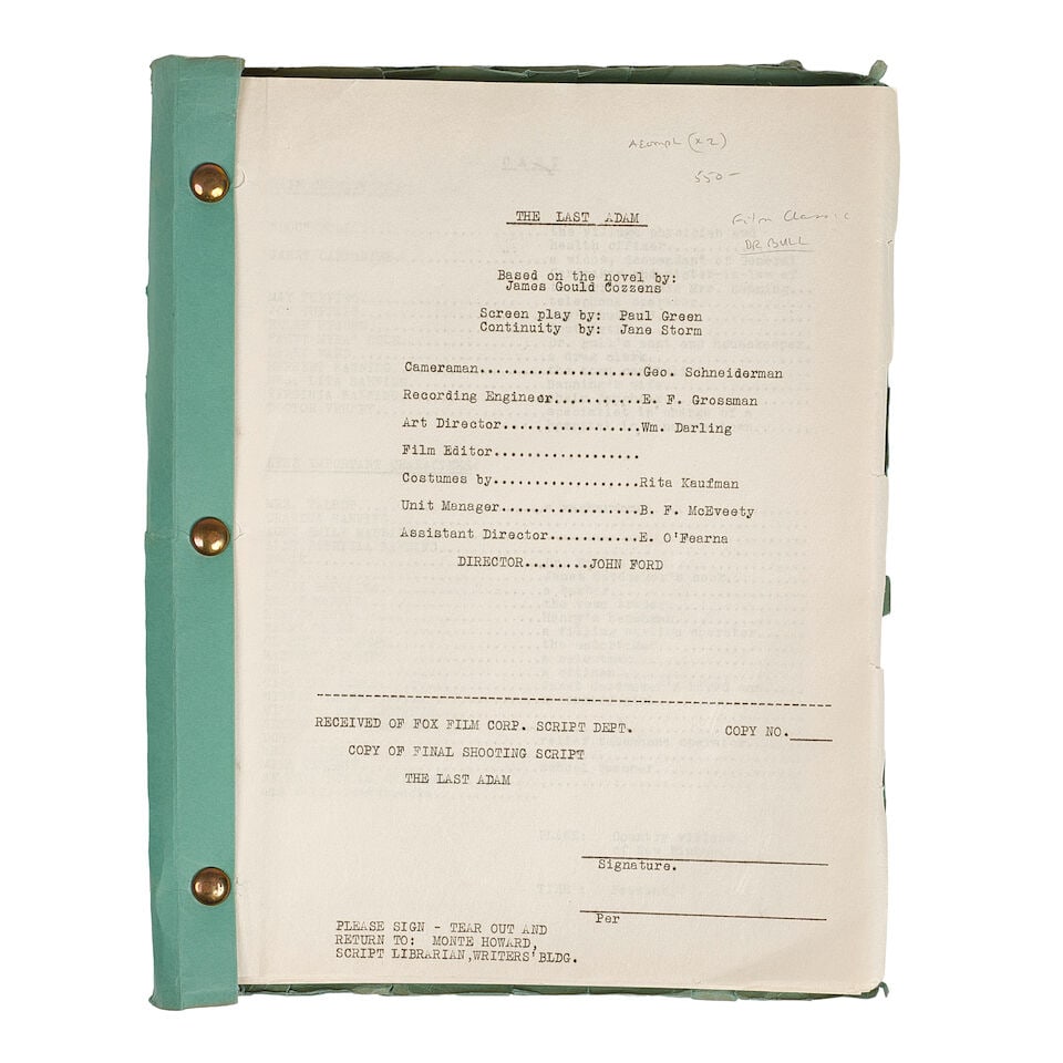 The Last Adam (Dr. Bull): Finally Shooting Script, Fox Film Corporation, 1933 (1 of 1)