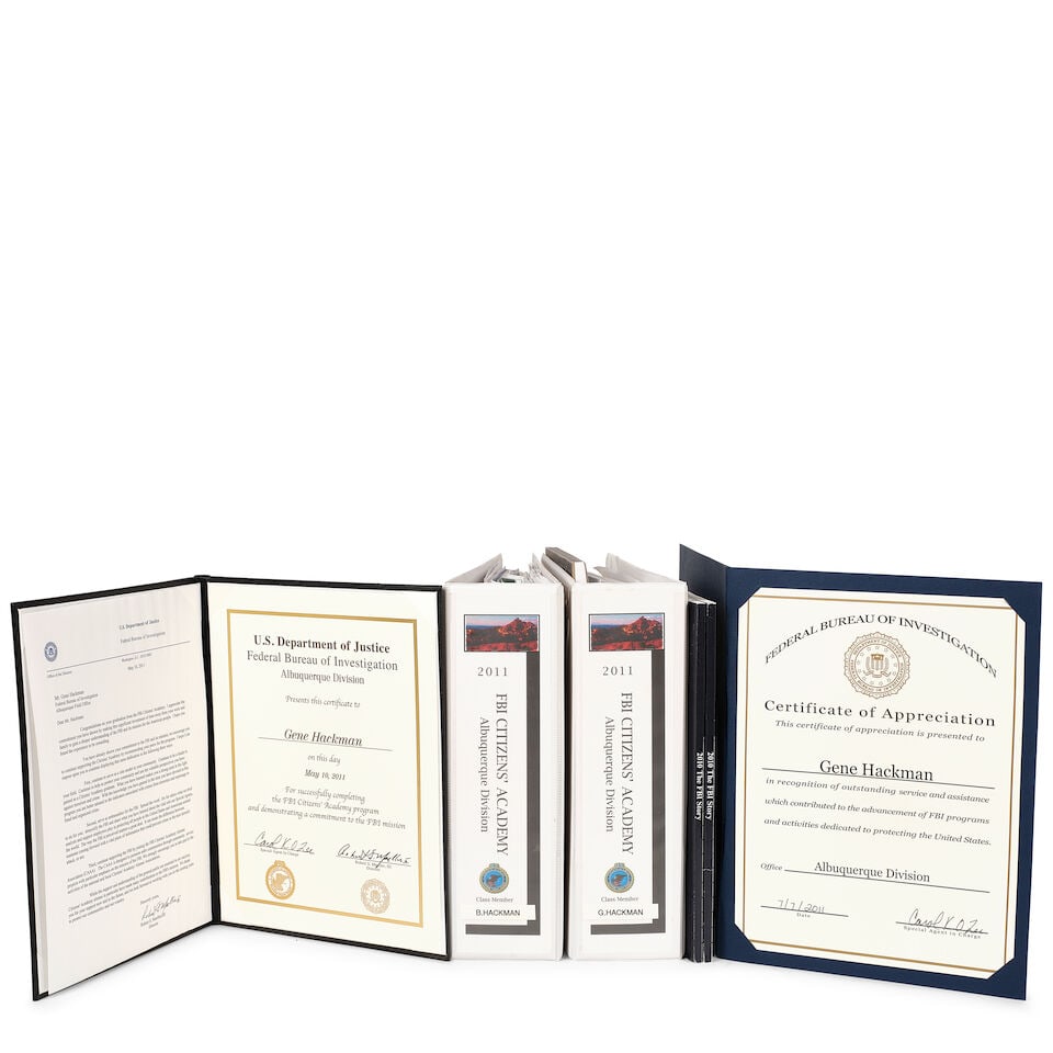 Gene Hackman: A Group of FBI Citizens' Academy Material, 2011 Qty. - 2