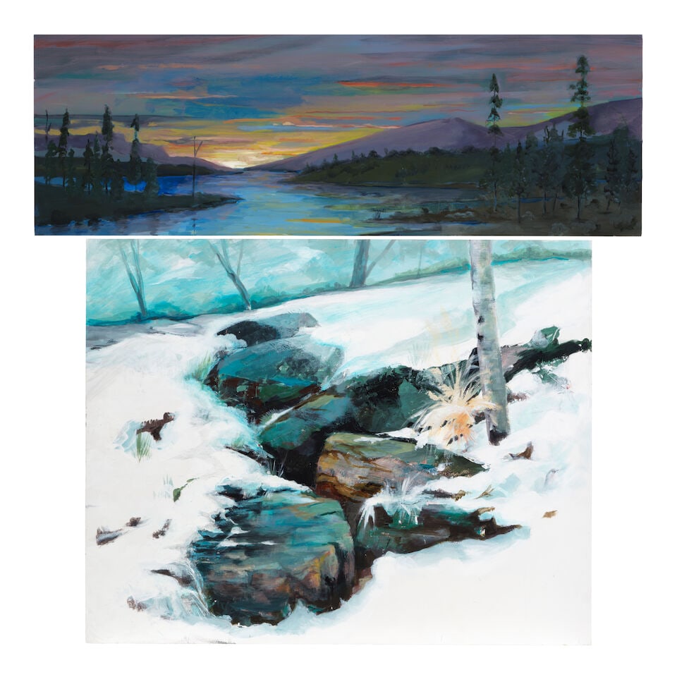 Gene Hackman (1930-2025)Untitled Landscapes (A Group of Two): Gene Hackman (1930-2025) Untitled Landscapes (A Group of Two) each unsigned each oil on board largest 30 x 24in Footnotes: Provenance The Estate of Gene Hackman Lot to be sold without reserve. This lo