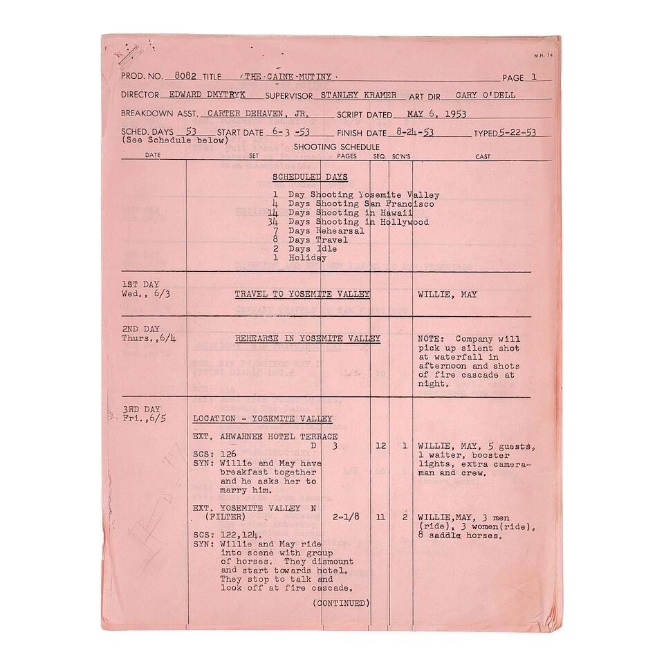 The Caine Mutiny: A Third Estimating Draft, Columbia Pictures, 1954. - 2