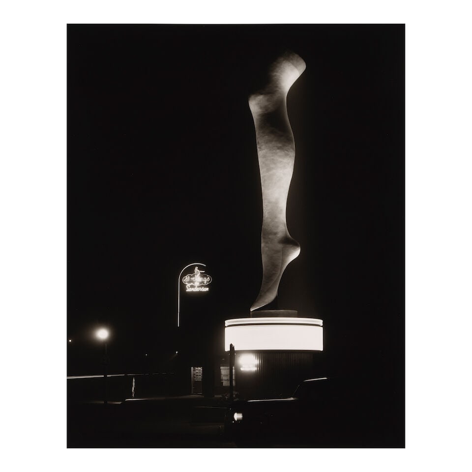 Max Yavno (1911-1985); The Leg, Olympic Boulevard, Los Angeles (Silk Stocking);: Max Yavno (1911-1985) The Leg, Olympic Boulevard, Los Angeles (Silk Stocking), 1949 Gelatin silver print, printed later; mounted, signed in pencil on the mount. 19 3/8 x 15 1/2 in. (49.2 x 39.4 cm.) m