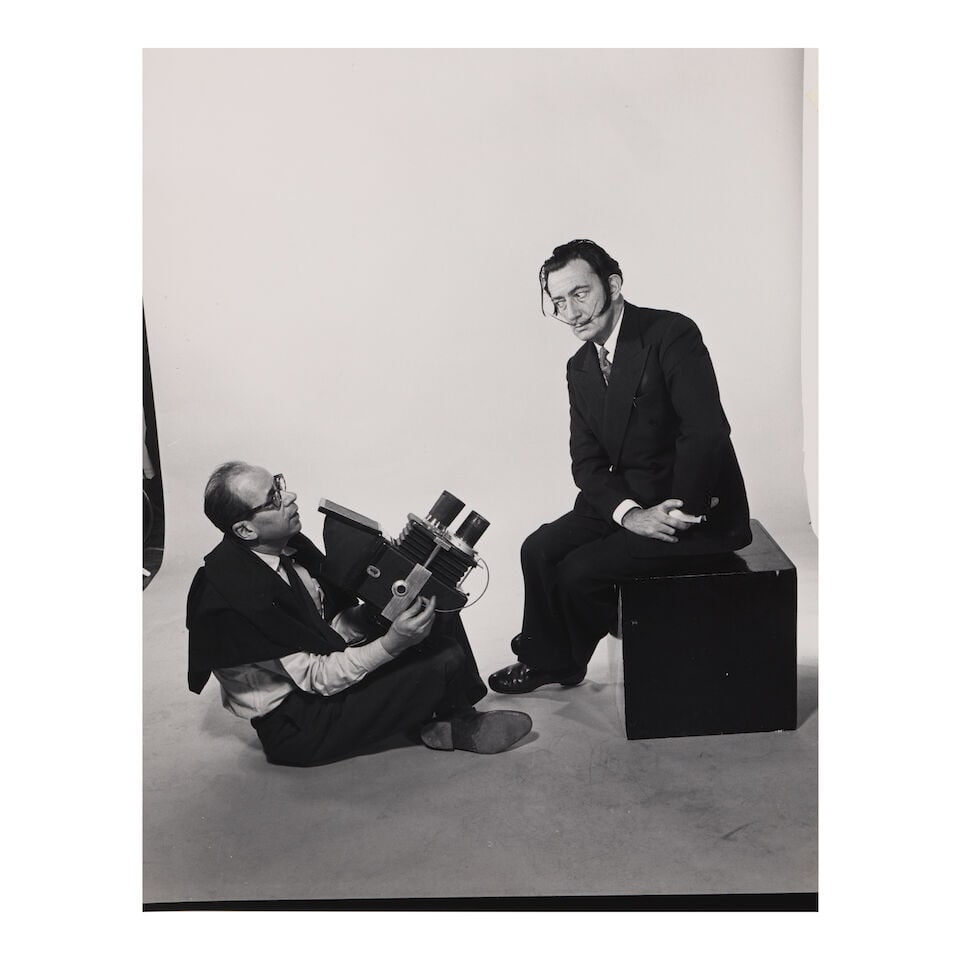 Philippe Halsman (1906-1979); Philippe Halsman Photographing Salvador Dalí;: Philippe Halsman (1906-1979) Philippe Halsman Photographing Salvador Dalí, 1954 Gelatin silver print, printed later; the photographer's copyright stamp on the reverse. 13 1/2 x 10 5/8 in. (34.3 x