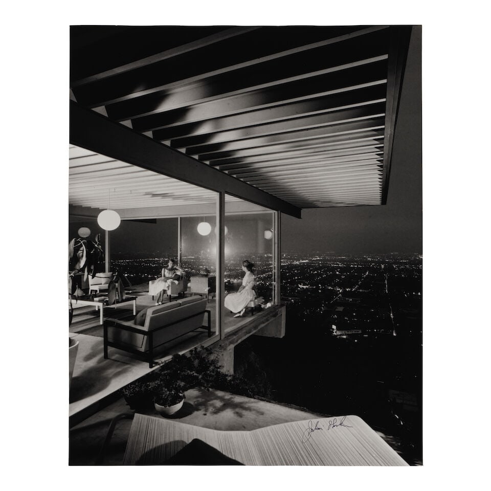 Julius Shulman (1910-2009); Case Study House #22 (Stahl House, Architect Pierre Koenig, Los Ange...: Julius Shulman (1910-2009) Case Study House #22 (Stahl House, Architect Pierre Koenig, Los Angeles), 1960 Gelatin silver print, printed later; signed in ink on the image, signed and dated in pencil on
