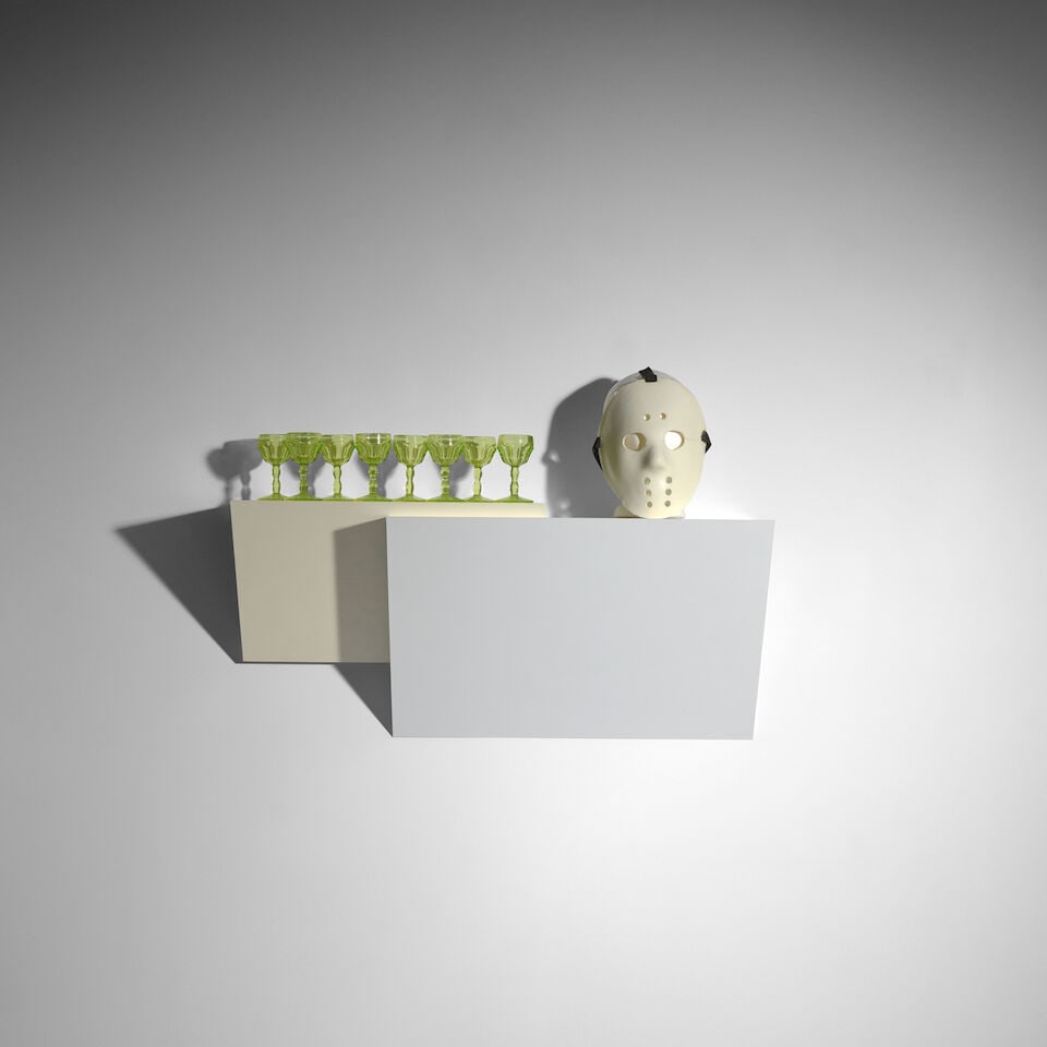 HAIM STEINBACH (born 1944) Untitled (mask, shot glasses), 1988 (This work is unique.) (1 of 1)