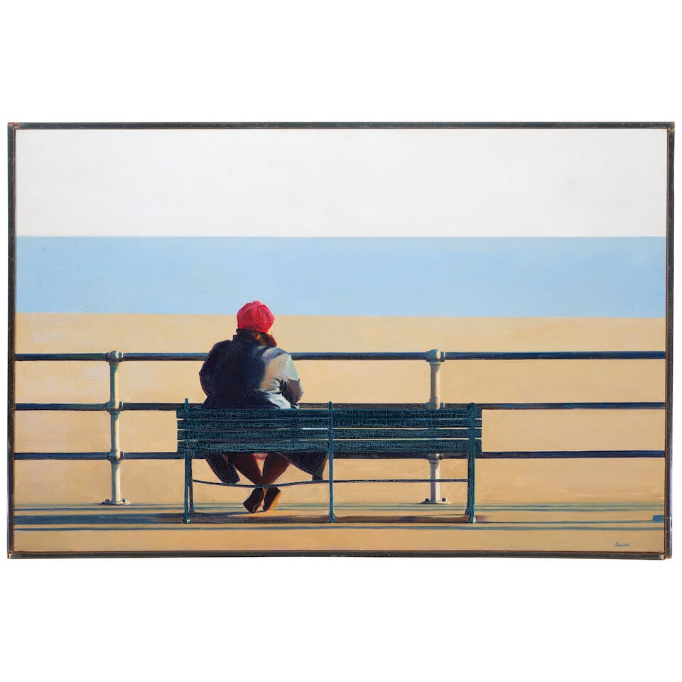 JOHN REGISTER (1936-1996) Study for 'Coney Island Lady', circa 1979: JOHN REGISTER (1936-1996) Study for 'Coney Island Lady', circa 1979 signed 'Register' (lower right) oil on canvas 26 x 40 in. 66 x 101.6 cm. Footnotes: Provenance Acquired directly from the artist