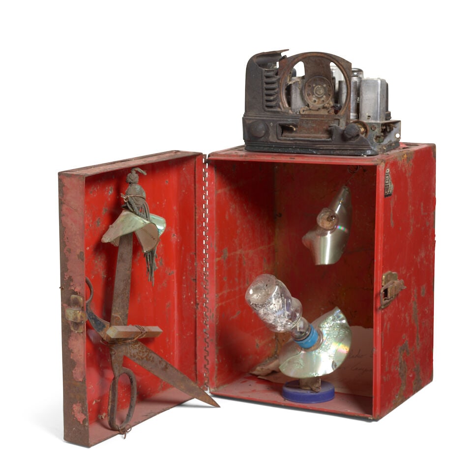 GEORGE HERMS (B. 1935) An Old Radio Show Box Canyon Rose with The Last of the Blue Margarita's, ...: GEORGE HERMS (B. 1935) An Old Radio Show Box Canyon Rose with The Last of the Blue Margarita's, 2007 signed, titled and dated 'An Old Radio Show Box Canyon Rose with The Last of the Blue Margarita's G