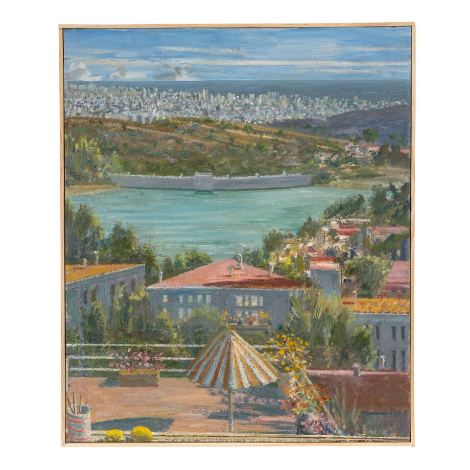 LARRY COHEN (B. 1952) The Hollywood Reservoir, 2016: LARRY COHEN (B. 1952) The Hollywood Reservoir, 2016 signed 'LARRY COHEN' (on the reverse); signed again 'LARRY COHEN' (on the stretcher) oil on canvas 24 x 20 in. 61 x 50.8