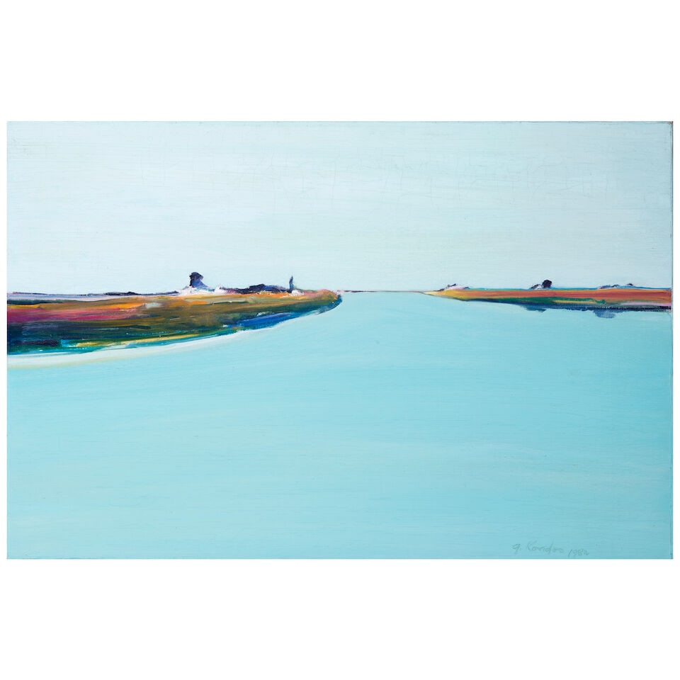 GREGORY KONDOS (1923-2021) Sacramento River, 1982: GREGORY KONDOS (1923-2021) Sacramento River, 1982 incised with the artist's signature and dated 'G. Kondos 1982' (lower right); signed again, titled and dated again 'SACRAMENTO RIVER G. Kondos