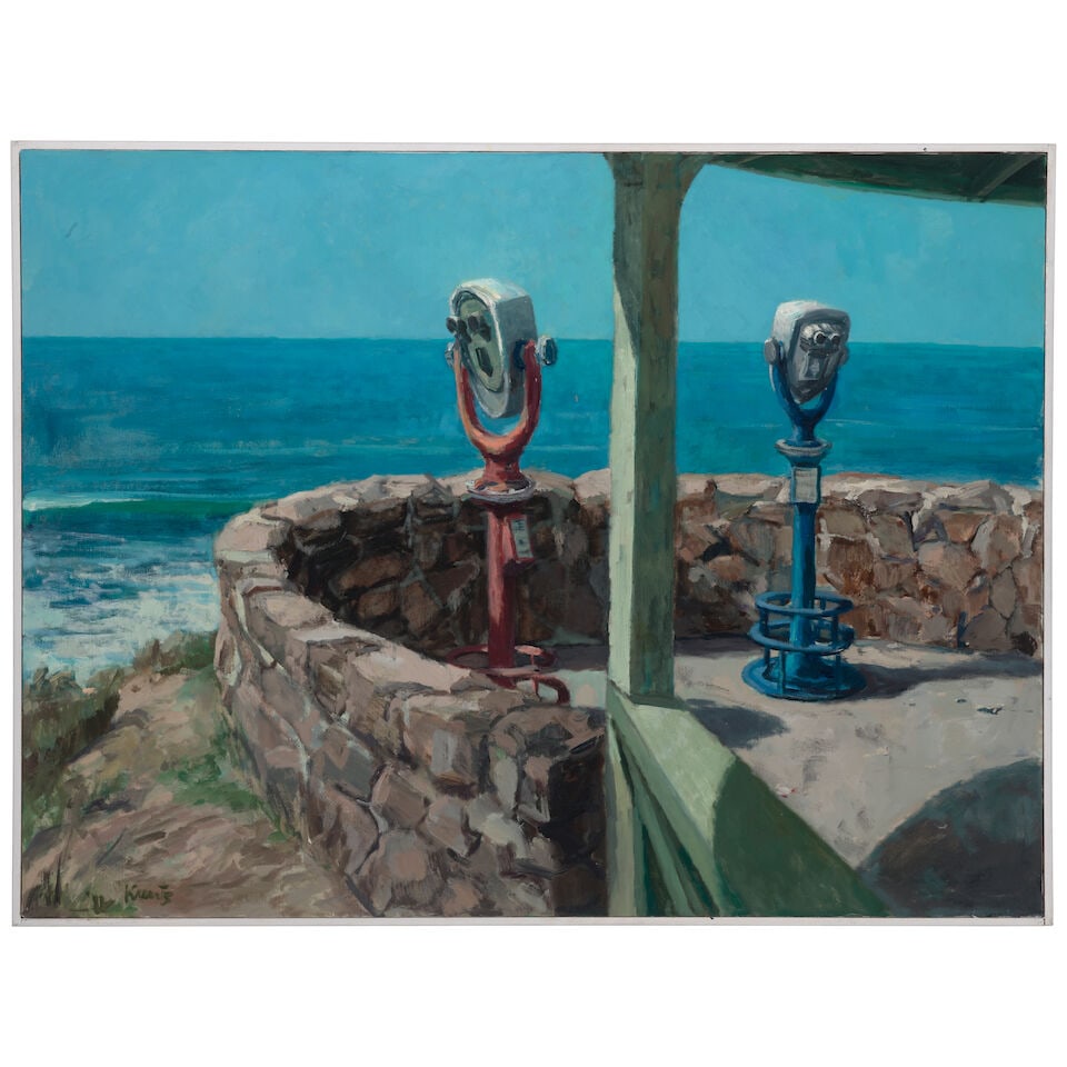 ROGER KUNTZ (1926-1975) Laguna Beach Viewpoint and Telescopes, circa 1970 (1 of 3)