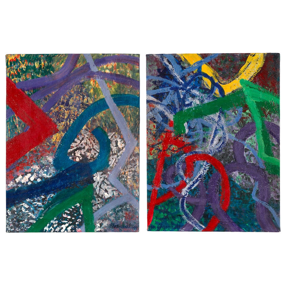 AMARANTH EHRENHALT (1928-2021) Untitled (A1-6), 1994: AMARANTH EHRENHALT (1928-2021) Untitled (A1-6), 1994 left: signed and dated 'Ehrenhalt 1994' (lower right); inscribed ''A-1-6' right' (on the stretcher) right: signed and dated '1994 Ehrenhalt' (lower