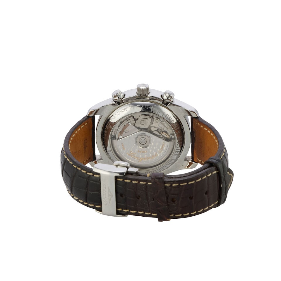 Longines. A stainless steel automatic triple calendar chronograph wristwatch with moon phase Ref... - 3