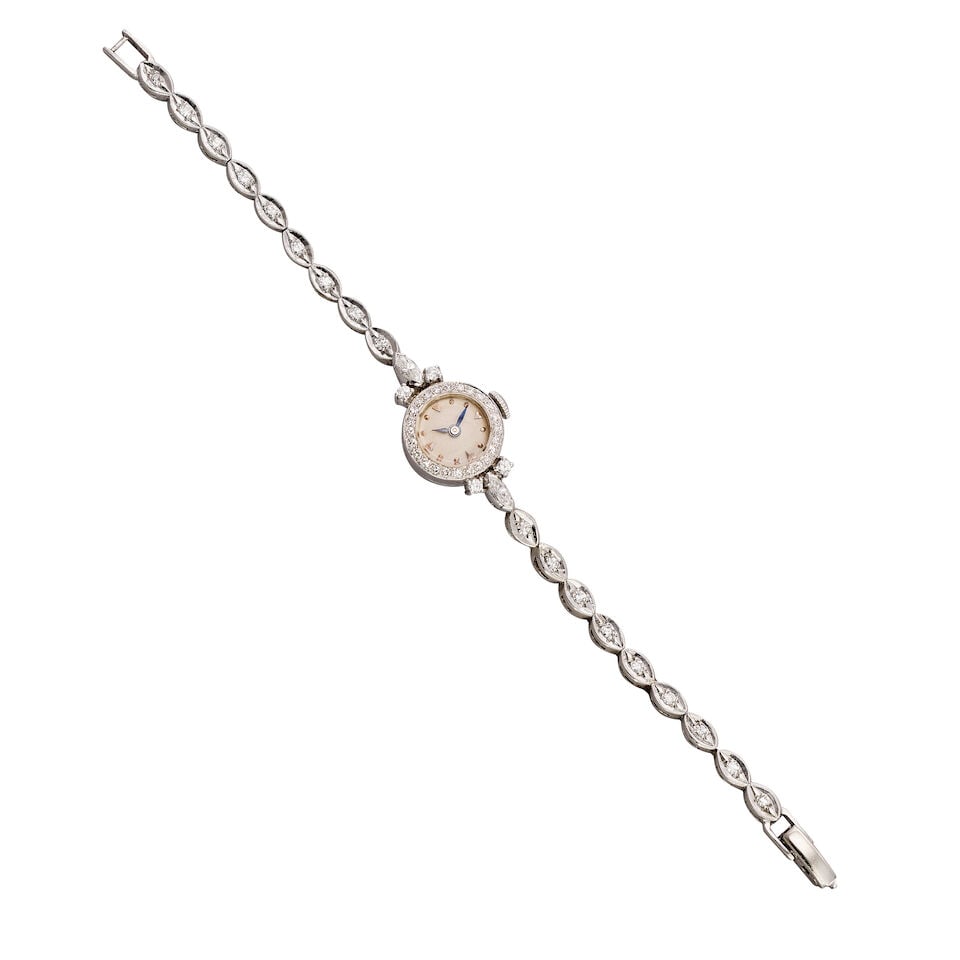 Mathey-Tissot. A lady's platinum and diamond set manual wind bracelet watch Circa 1930 - 4