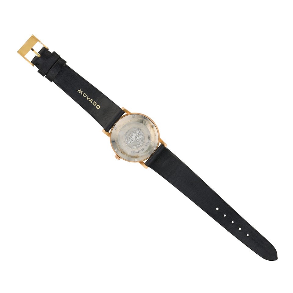 Movado. A rose gold plated manual wind calendar wristwatch with portrait of Sheikh Isa bin Salma... - 3