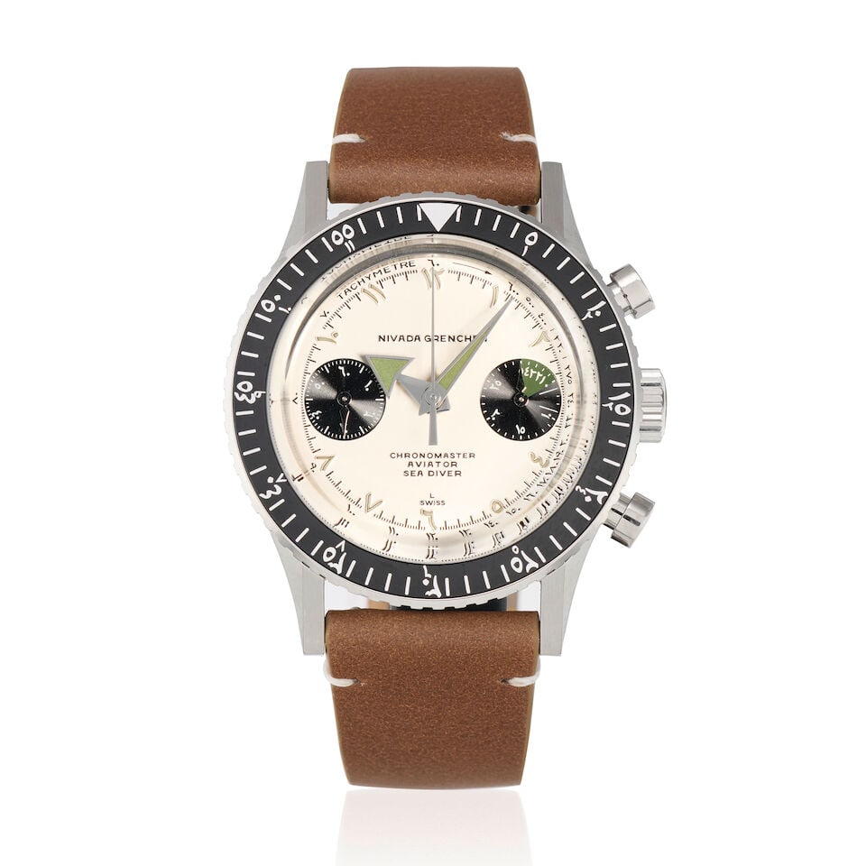 Nivada Grenchen for Perpétuel. A Limited Edition stainless steel manual wind chronograph wr... (1 of 2)