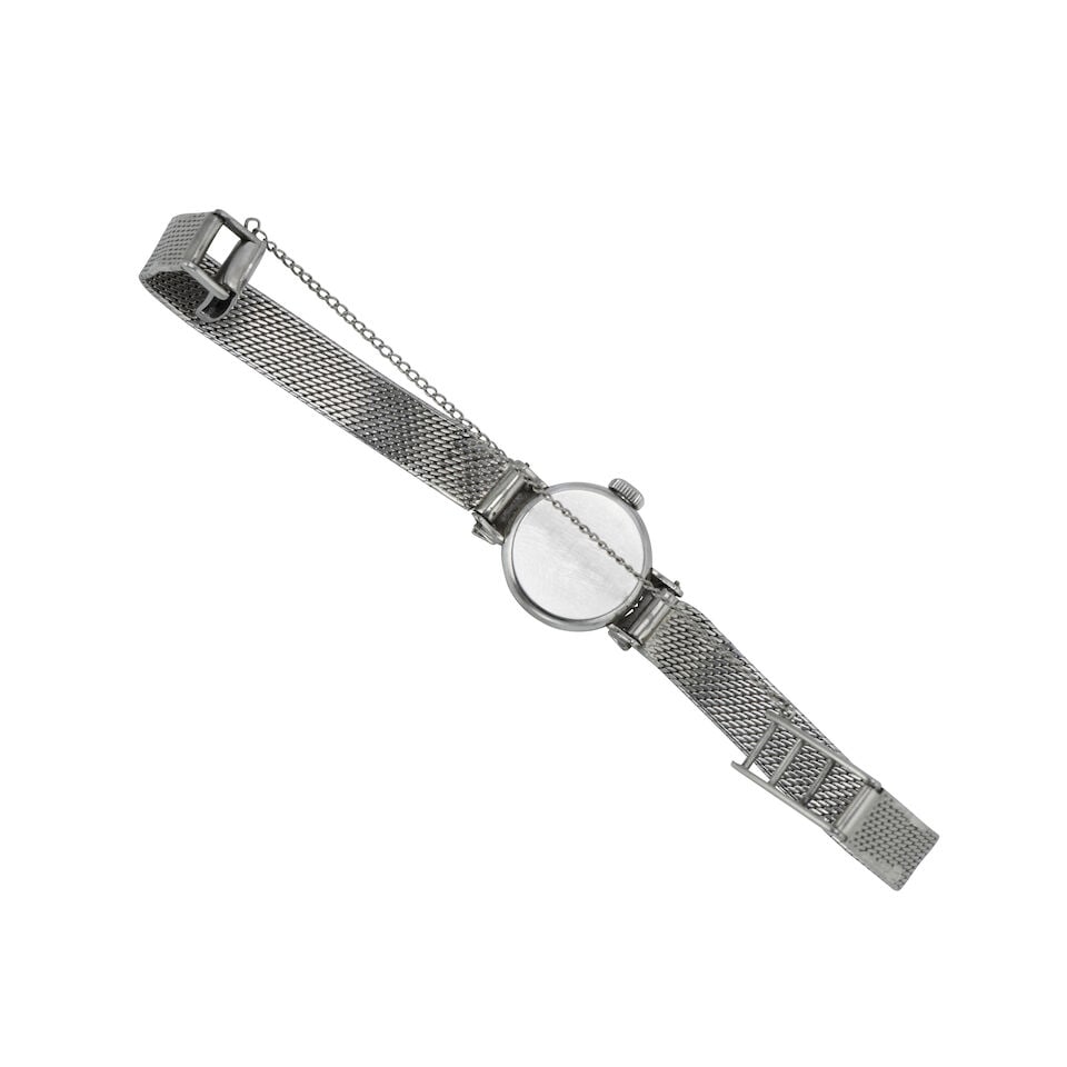 Omega. A lady's 18K white gold diamond set manual wind bracelet watch Saphette, Circa 1965 - 3