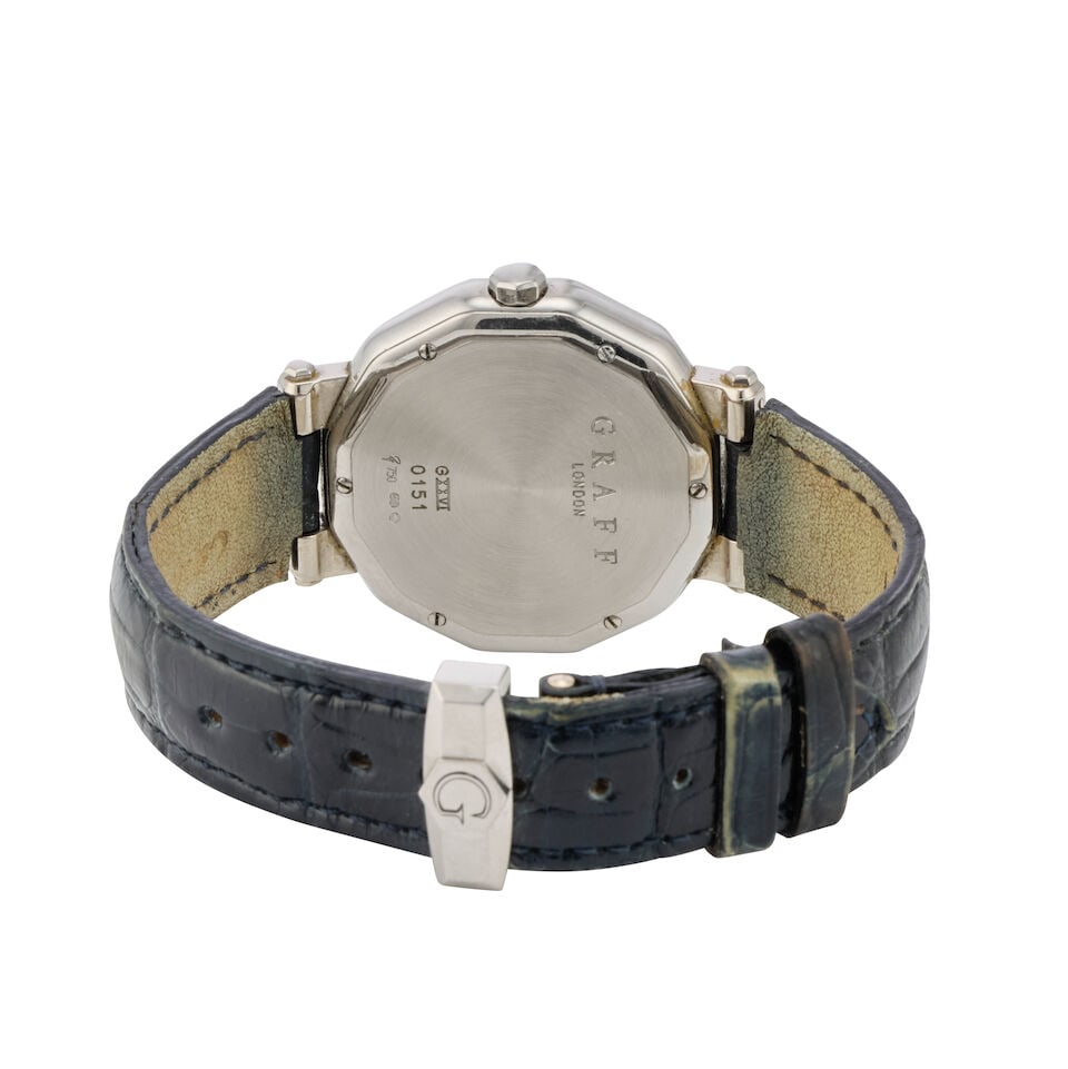 Graff. An 18K white gold quartz calendar wristwatch Ref: GXXVI, Circa 2005 - 2