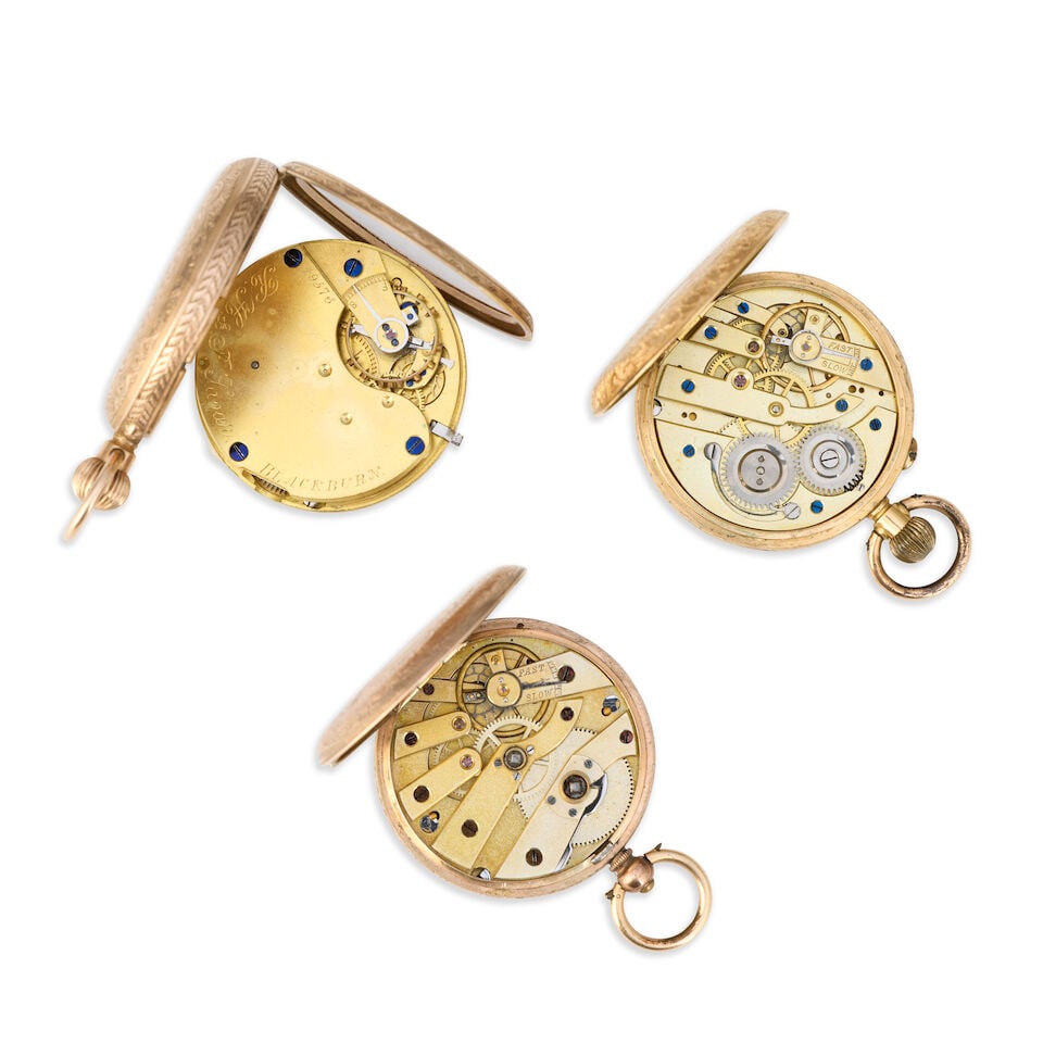 A lot of three gold open face pocket watch Various dates - 2