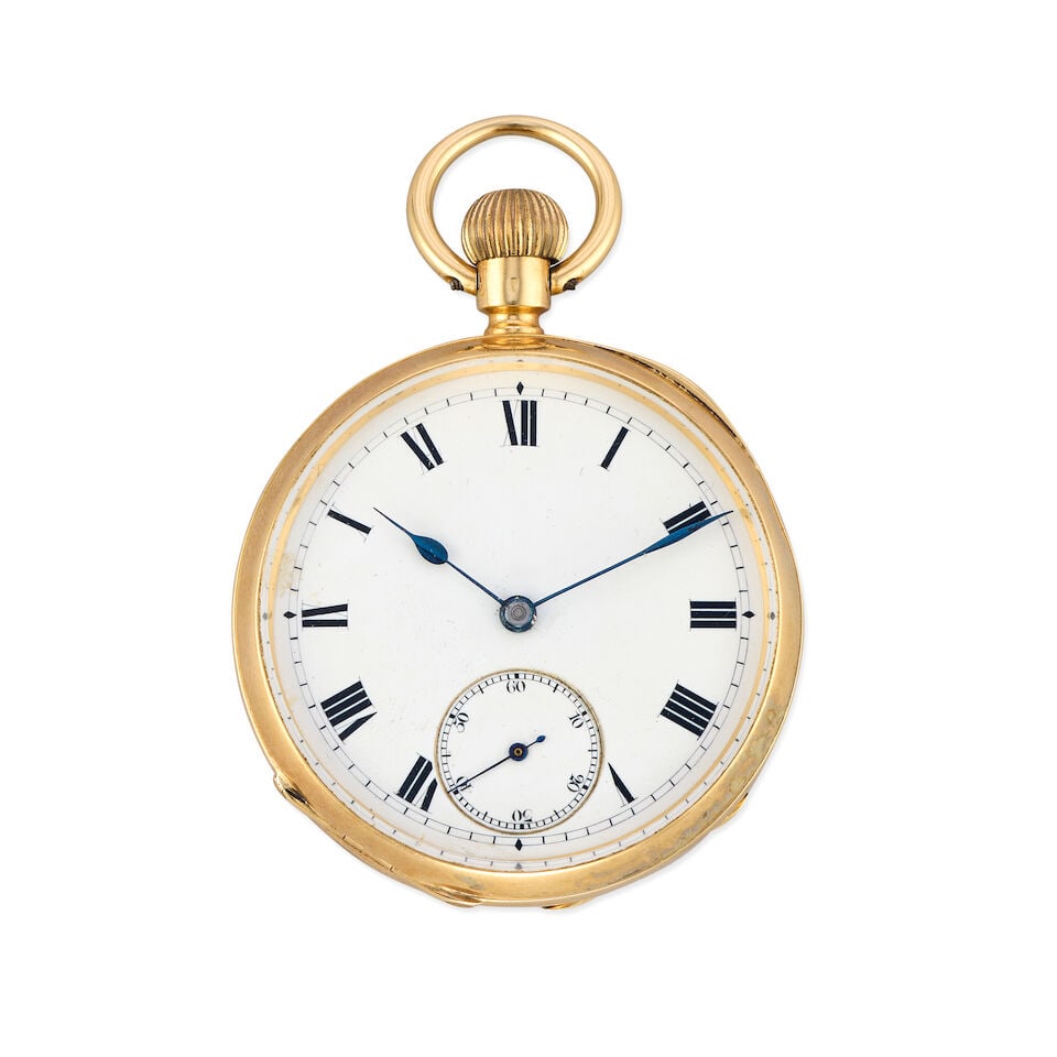 An 18K gold keyless wind open face pocket watch Circa 1900 (1 of 2)
