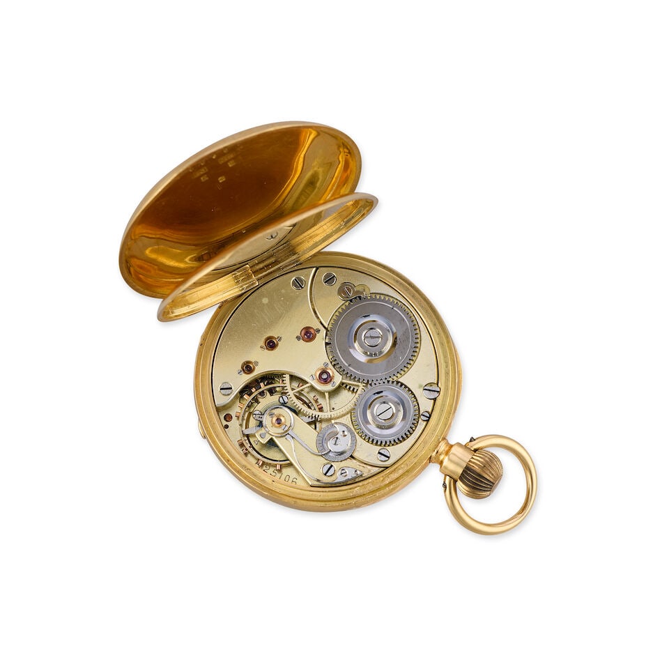 An 18K gold keyless wind open face pocket watch Circa 1900 - 2