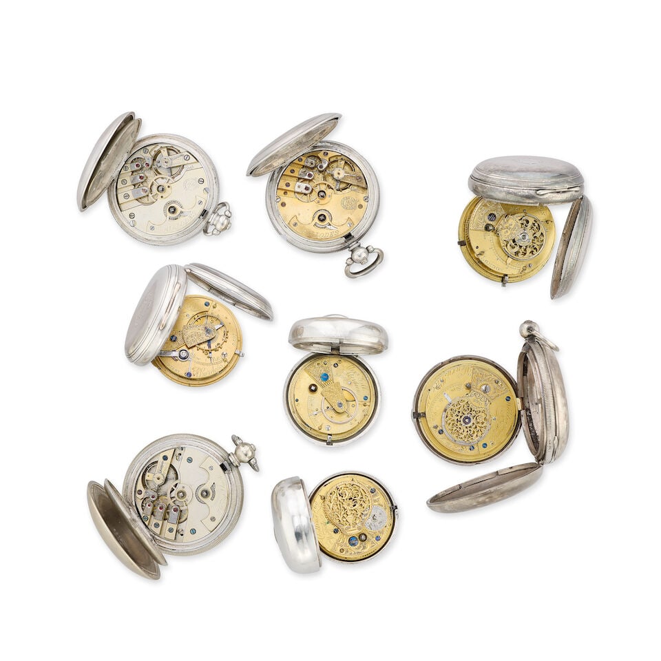 A lot of eight white metal pocket watches (8) Various dates - 2