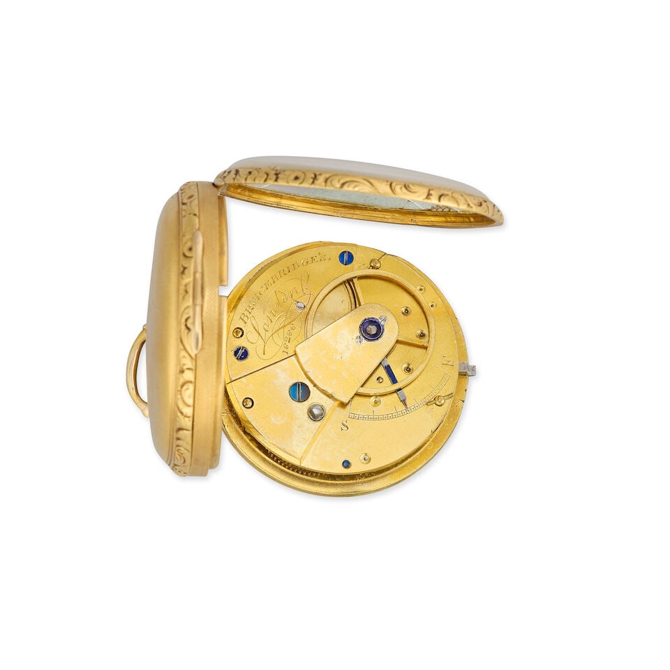 Bracebridge's, London. An 18K gold key wind open face pocket watch London Hallmark for 1830 - 2